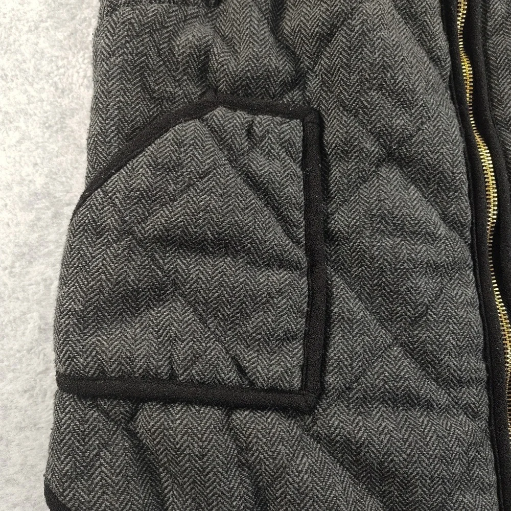 41 Hawthorn Vest Women Size L Black Quilted Herringbone Chevron Zip Front📏📸SEE
